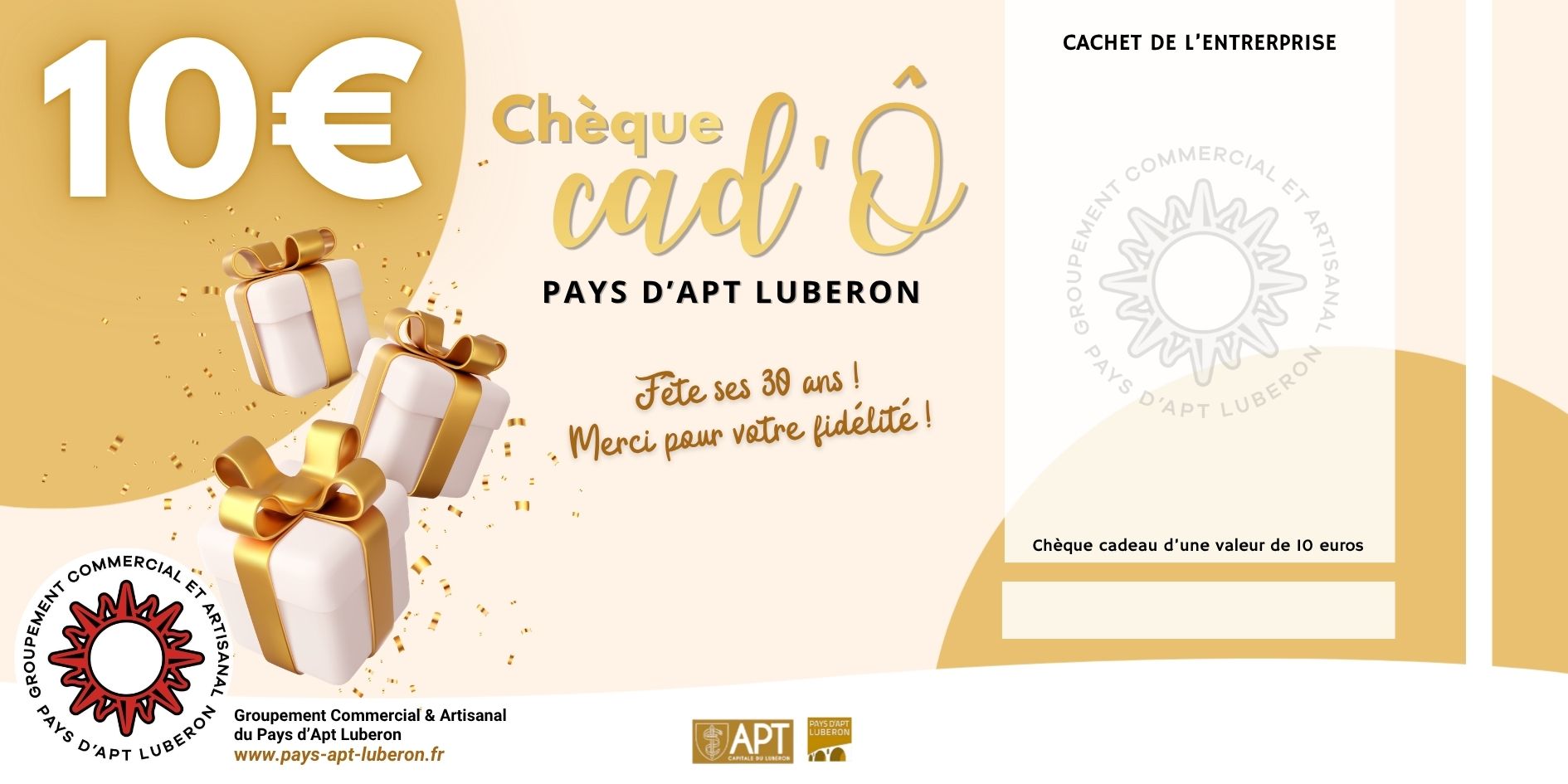 Chèque Cad'Ô Pays d'Apt Luberon