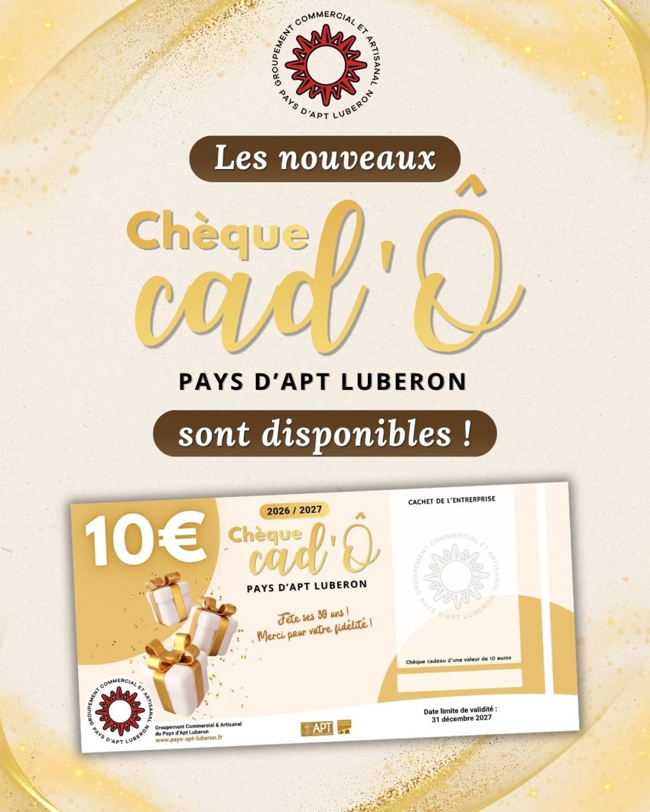 Les nouveaux CHÈQUES CAD'Ô sont disponibles !