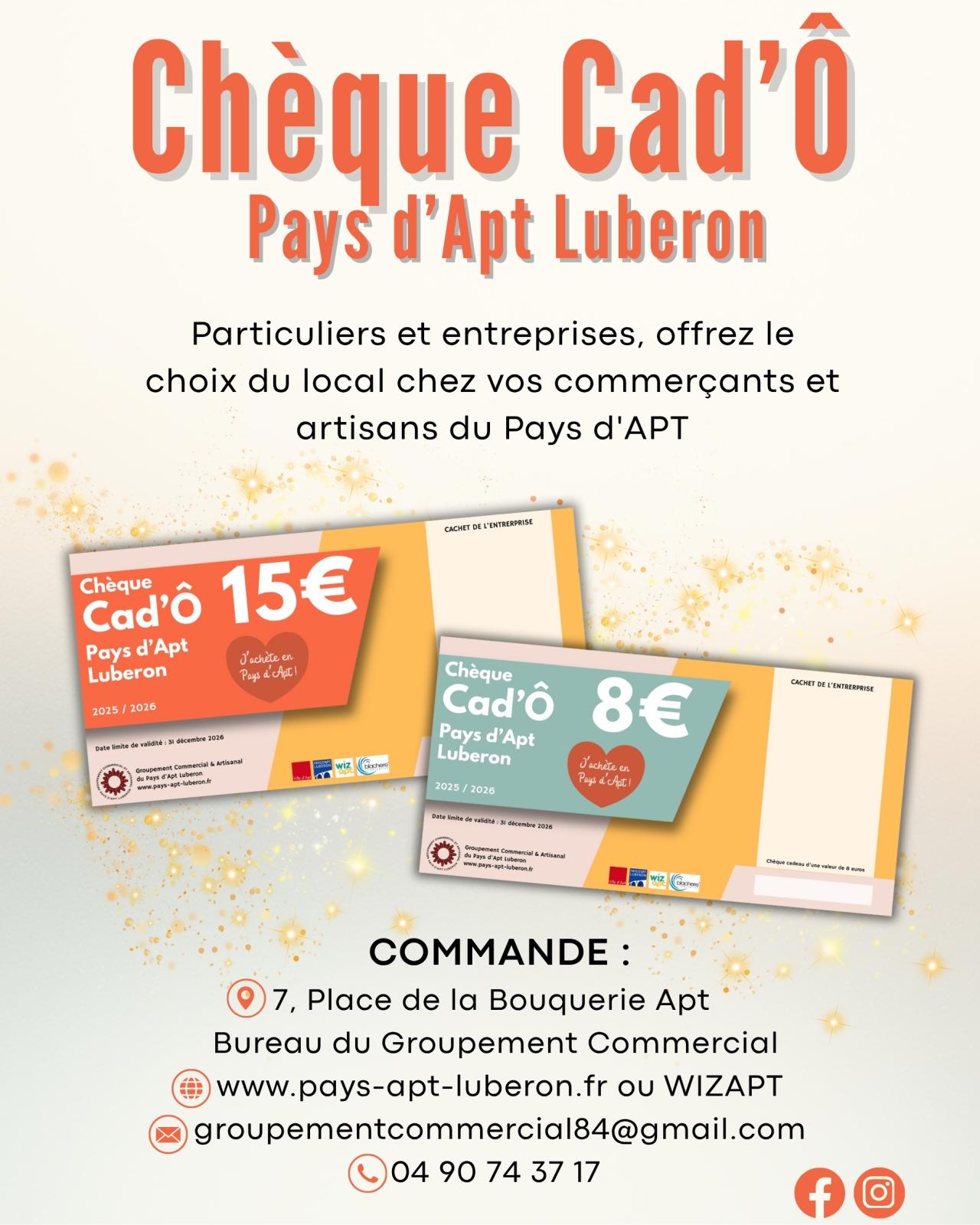 Les Chèques Cad'Ô Pays d'Apt Luberon